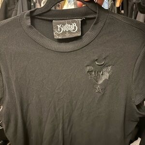 Killstar Black Crop with Moon and Star Embroidery